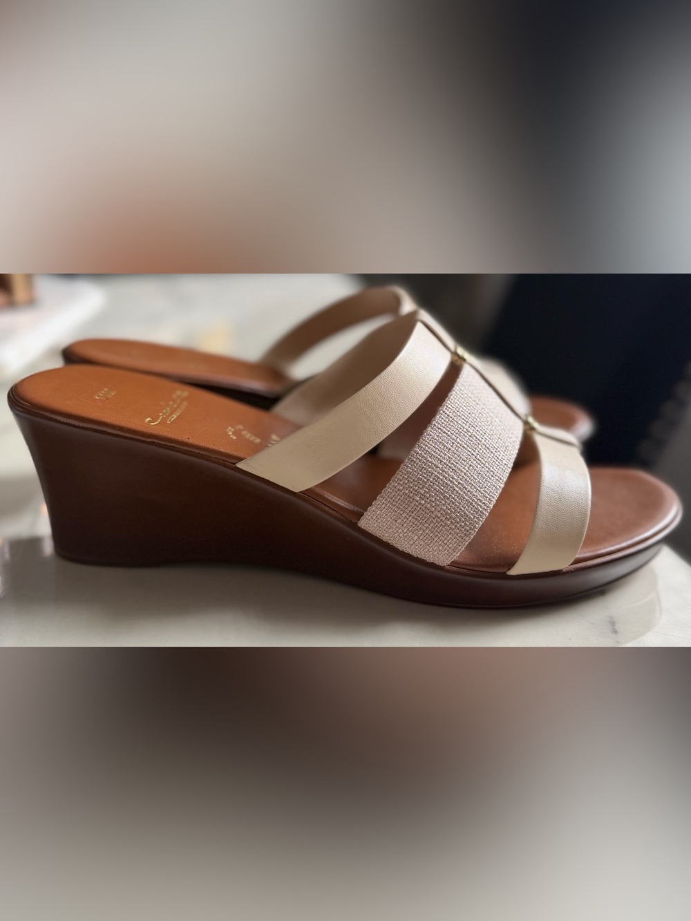 Contesa Italian Shoemakers Made in Italy Wedge Slide Sandals Cream 11M